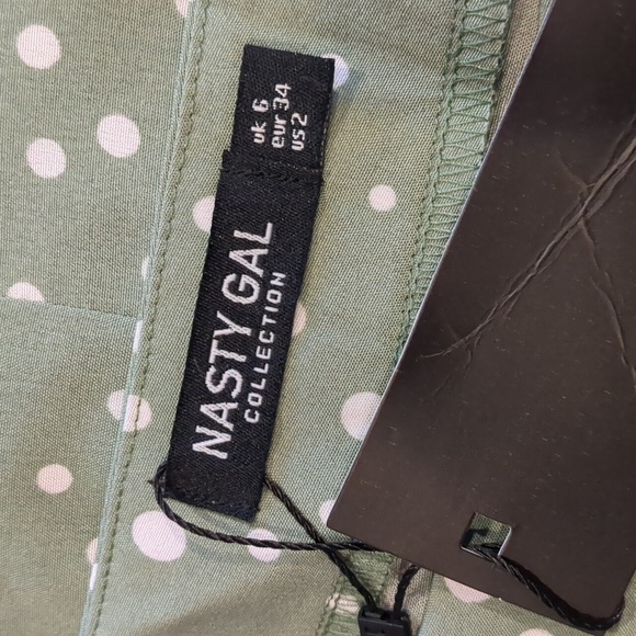 Nasty Gal Polka Dot Ruffle Trim Mini Skirt in Sage Green and White size 2 - Picture 3 of 5